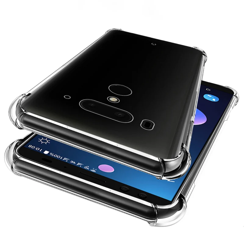 2 шт. для HTC U12 Plus + чехол противоударный защитный мягкий прозрачная задняя крышка