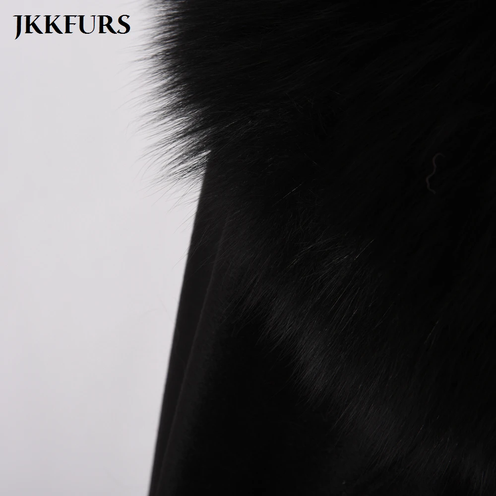 JKKFURS, новинка, женское пончо, натуральный Лисий мех, воротник, отделка и шерсть, накидка, модный стиль, высокое качество, зимнее теплое пальто S7357