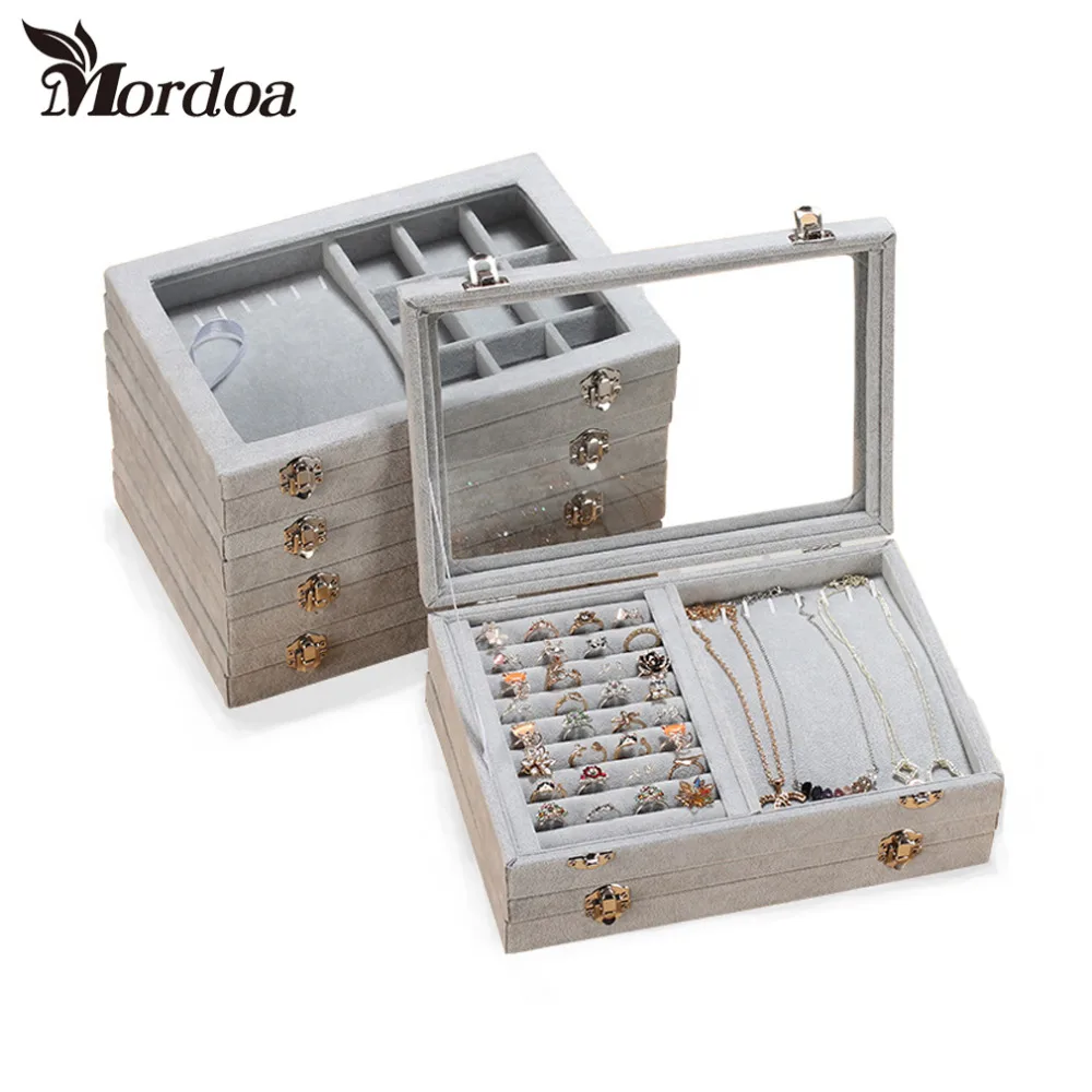 

2016 Fashion Velvet Jewelry Display Casket Jewelry Organizer Ring Necklace Pendant Box Case Jewlery Gift Box Jewelry Box