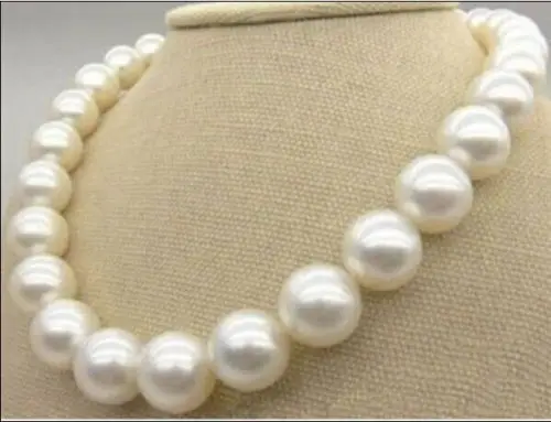 

Free shipping A>Huge 12-13mm Natural south sea round white pearl necklace good luster a