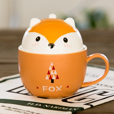 Fox Pandapark креативные милые животные керамическая кружка для молока кофейный стакан для завтрака Кошка Собака Медведь Кружки OP-016 - Цвет: Fox