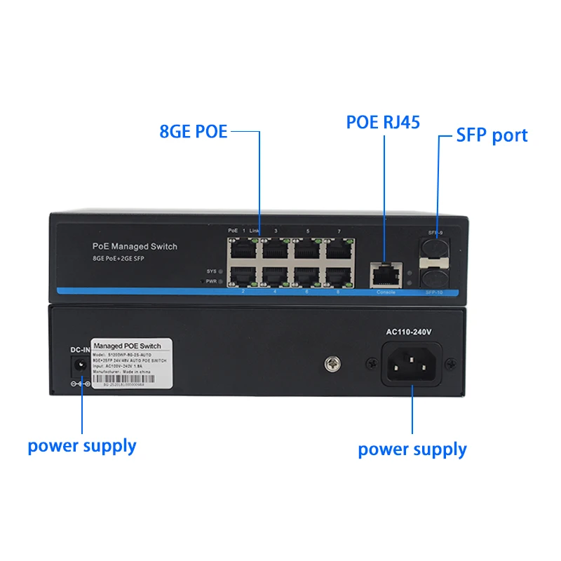 Wanglink Gigabit 8 port 48V&amp24V POE SWITCH WEB ethernet switch Port POE+1Uplink SFP management Network 1 ps | Мобильные телефоны