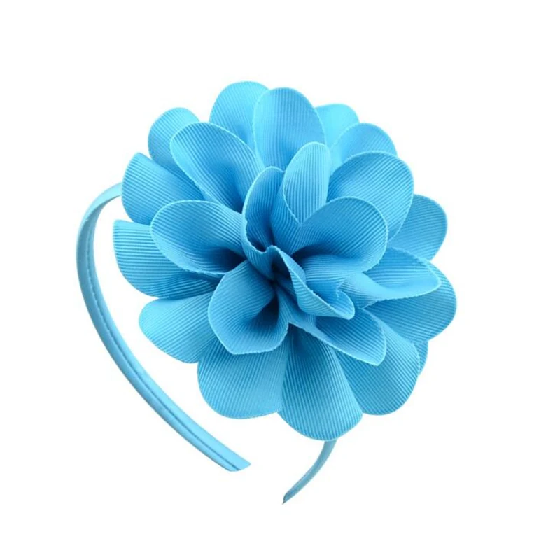 Light Blue 1 шт., детская одноцветная многослойная повязка для волос с большим цветком и бантом для девочек, повязка на голову, милые вечерние головные уборы для девочек на каждый день - Цвет: Light Blue