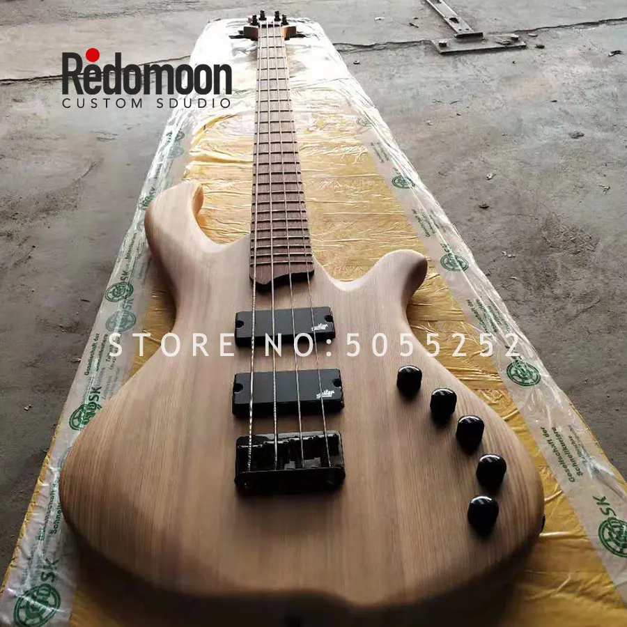 Фабрика на заказ 4 струны Mayones бас с корпусом из красного дерева натуральный цвет электрический бас гитара музыкальный инструмент магазин