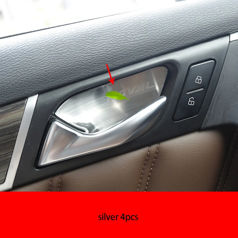 silver 4pcs Внутри дверная ручка чаши двери внутри ручки оправа из нержавеющей стали поверхности наклейки для Haval H9 - Цвет: silver 4pcs