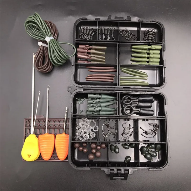 BOX1 with Needle set Коробка для рыболовных снастей для ловли карпа приманка изгиб PE тефлоновые крючки рукава зажим быстрая замена бусины Вертлюги свинцовый сердечник силиконовая трубка удлинитель для волос - Цвет: BOX1 with Needle set