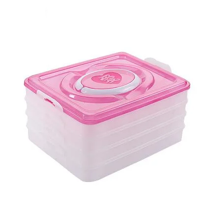 pink Многоразовые 4 5 слоев пельменей пластиковый чехол для хранения продуктов свежести контейнер держатель для кухонных аксессуаров формы Пельменей - Цвет: pink