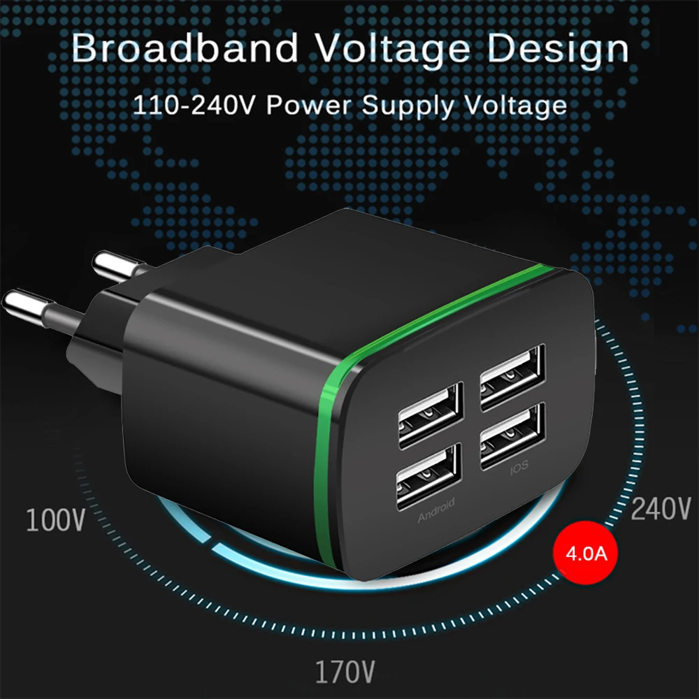QC 3 0 4 порта USB зарядное устройство Smart Travel Быстрая Зарядка адаптер для iPhone samsung Xiaomi
