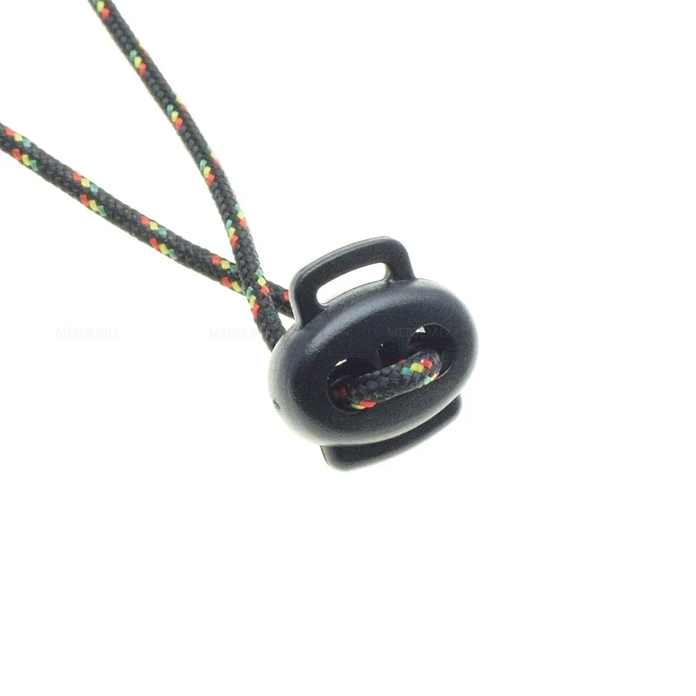 

50pcs/pack 2 Holes&Webbing Hole Cord Lock Stopper Plastic Toggle Clip Black Size:19mm*19mm*6mm