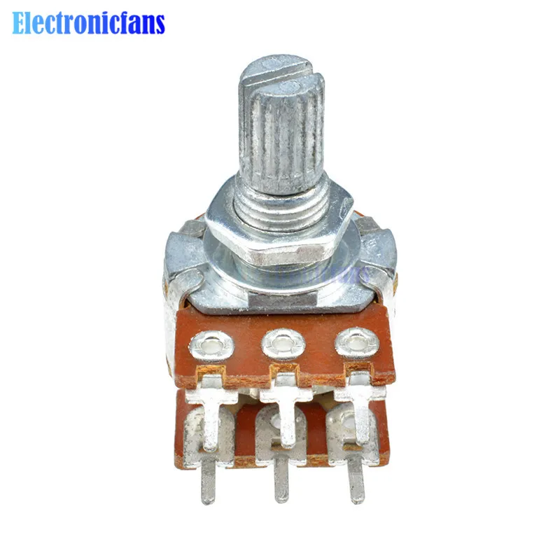 5Pcs/Lot B10K 10K Ohm Potentiometer 6 Pins Split Shaft Rotary Linear Stereo Dual Taper Potentiometers | Электронные компоненты