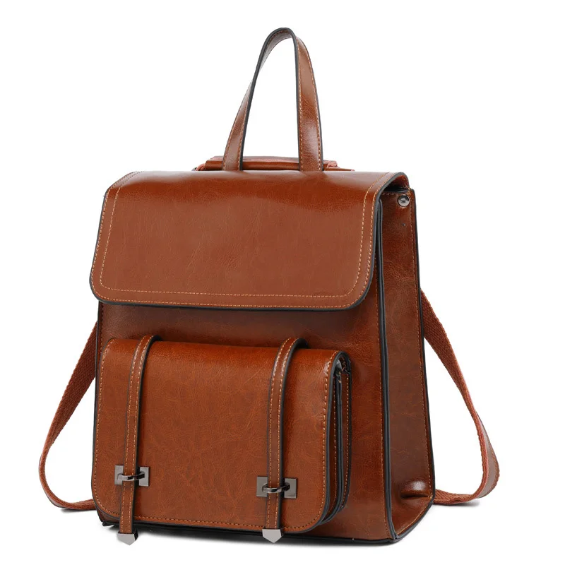 PU Leather Backpack Female Backpacks for Girls Teenagers Backbag Schoolbag for School Bagpack Women Casual Rucksack Daypack Bags - Цвет: Коричневый