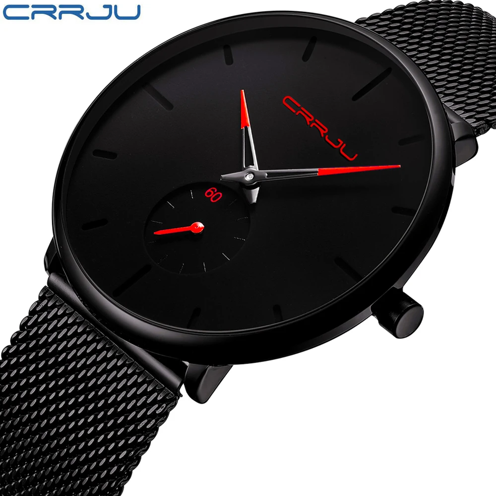 

Men Watch Luxury Brand CRRJU Men Mesh Watch Unique Design Ultra-thin Men Wristwatch Fashion Sport Waterproof Men Watch Relogio