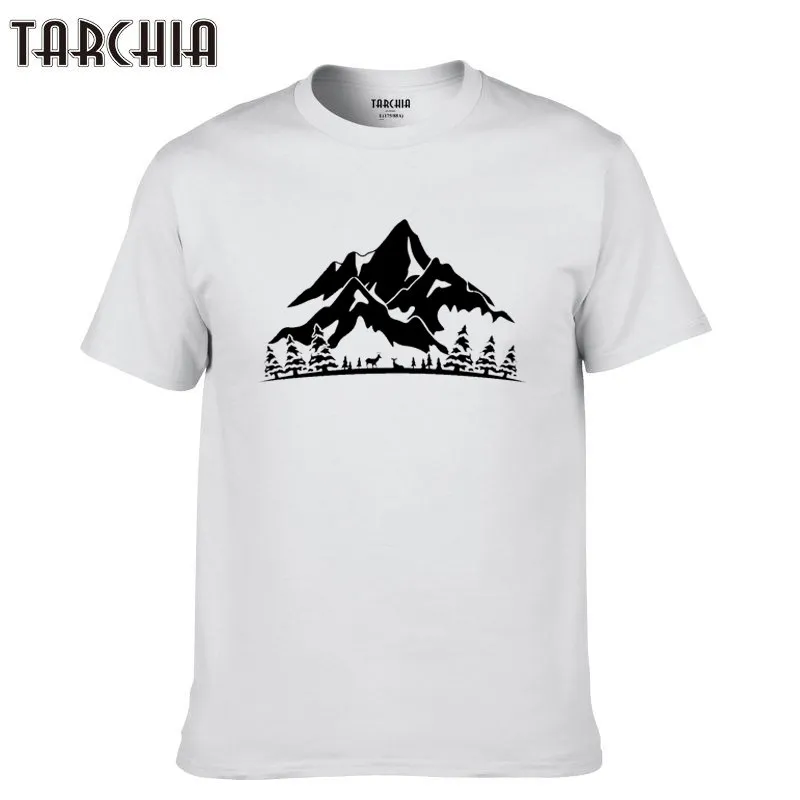 TARCHIA 2021 New Fashion Tee Shirts Man Clothes Boy Men T-Shirts Male Plus Size Short Sleeve Montain T Shirt Homme Summer | Мужская