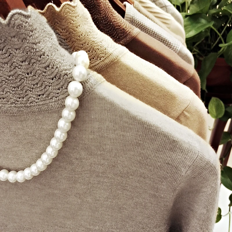 Женский трикотажный пуловер облегающий с длинным рукавом кашемировый 2019 |