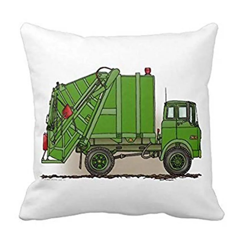 Мусоровоз зеленый Бросок Подушка Чехол Наволочка домашний декор для дивана