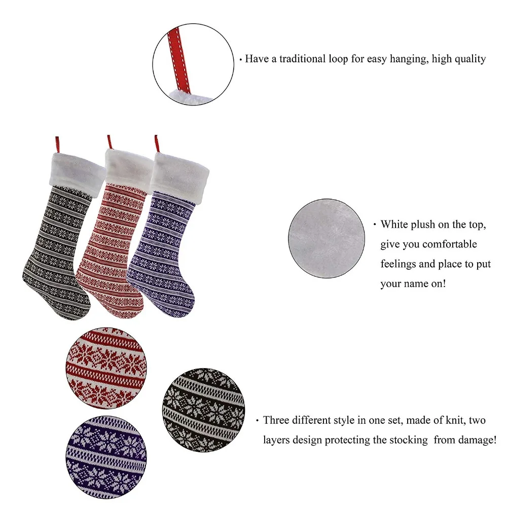 Бесплатная доставка 3 шт ткань плед рождественские чулки украшения набор Санта