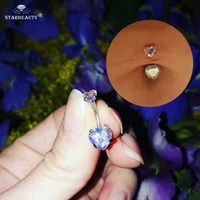 hot import zircon double heart 14g 1 6mm belly piercing 316l surgical steel new tunnel ball piercings clear cz belly button ring