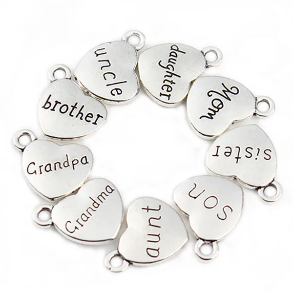 Бусины в форме сердца из металла под античное серебро 20 шт./лот|metal charms words|charm