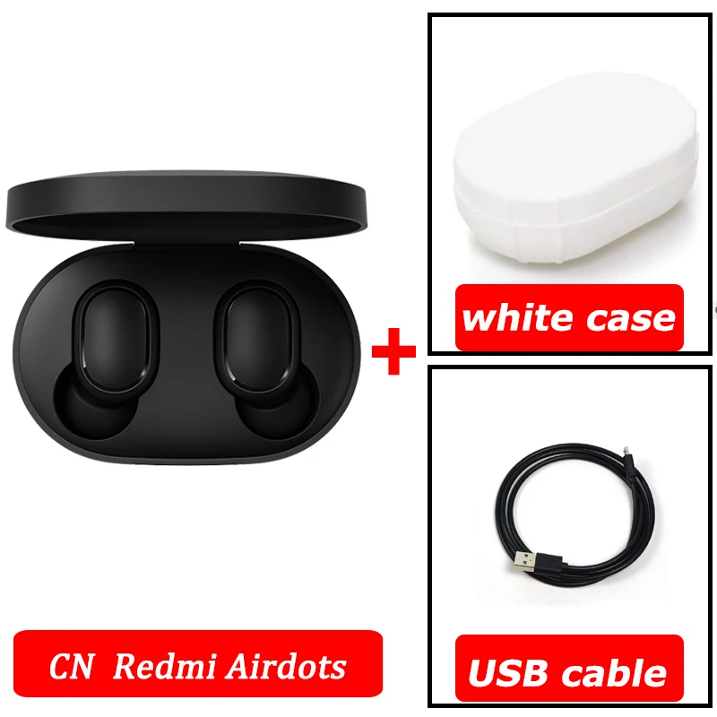CN cable white case Xiaomi airdots Redmi Airdots TWS беспроводные наушники Голосовое управление Bluetooth 5,0 шумоподавление управление краном - Цвет: CN cable white case