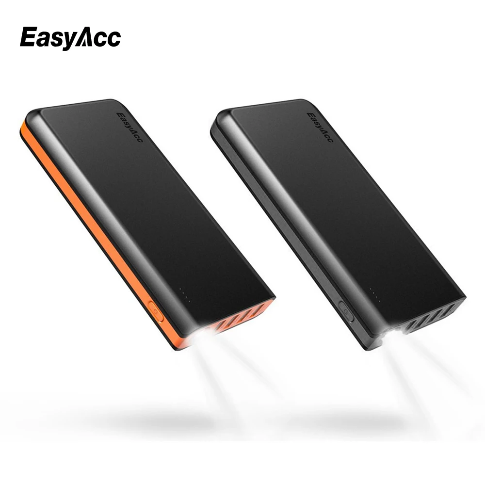 EasyAcc 26000 мАч Внешний аккумулятор с 4 портами usb фонариками 18650 портативное зарядное
