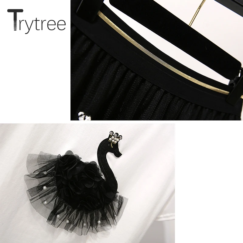 Trytree/летний женский костюм из двух предметов повседневный сетчатый хлопковый топ