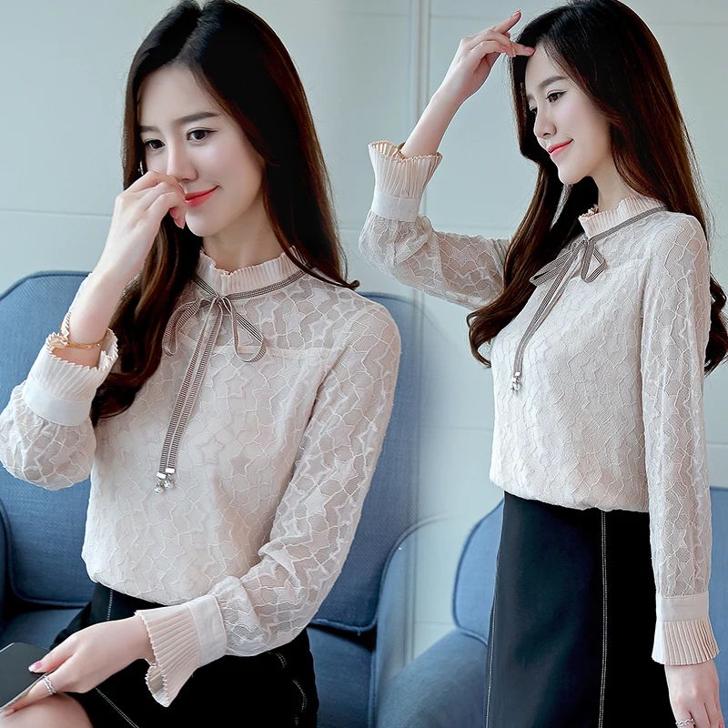 Blusas mujer de moda Новинка осени 2020 кружевная Кружевная блуза с длинным рукавом женская