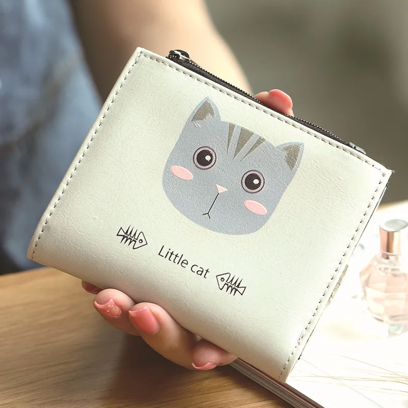 New fashion cat wallet women cute style clutch 2 fold card coin pocket high quality | Багаж и сумки