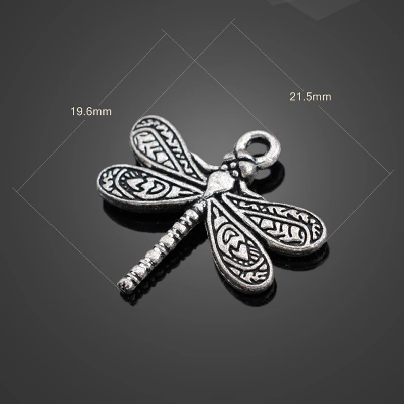 10 шт. высокое качество новинка античное серебро подвеска в виде стрекозы для