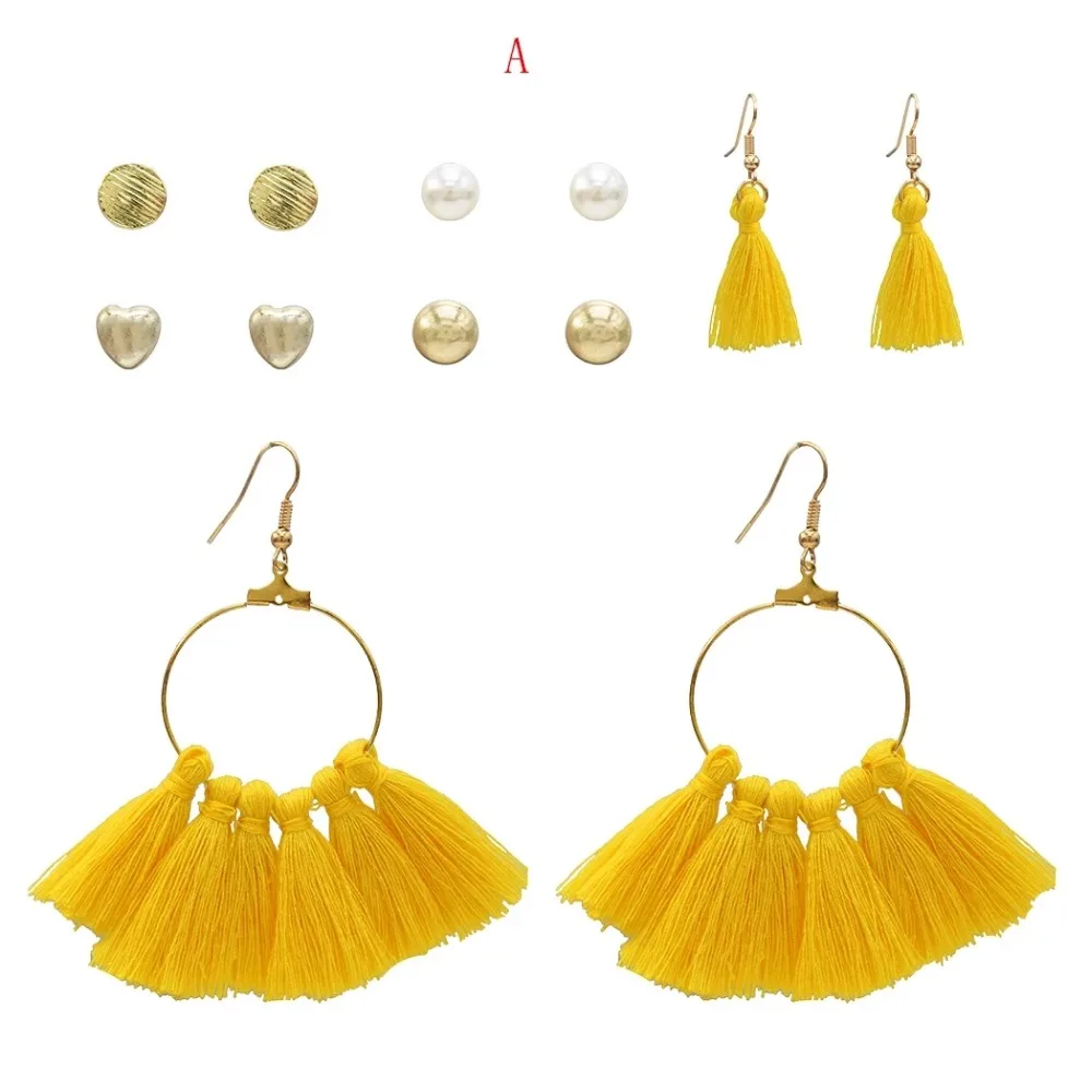 

New Trendy Gold Color Mental Heart Leaf Shape Pearls Crystal Tassel Earrings For Women Beach Party Jewelry Gifts