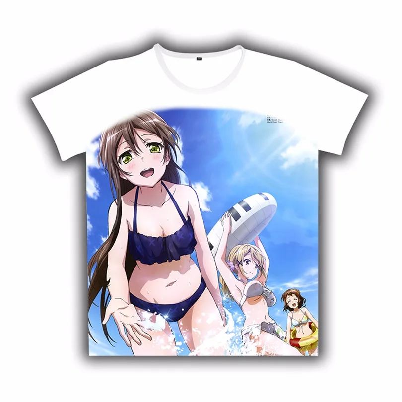 Футболка аниме Bang Dream! Принт милый Косплей короткий рукав белая футболка для женщин и мужчин повседневные студенческие летние спортивные топы индивидуальный подарок - Цвет: 3