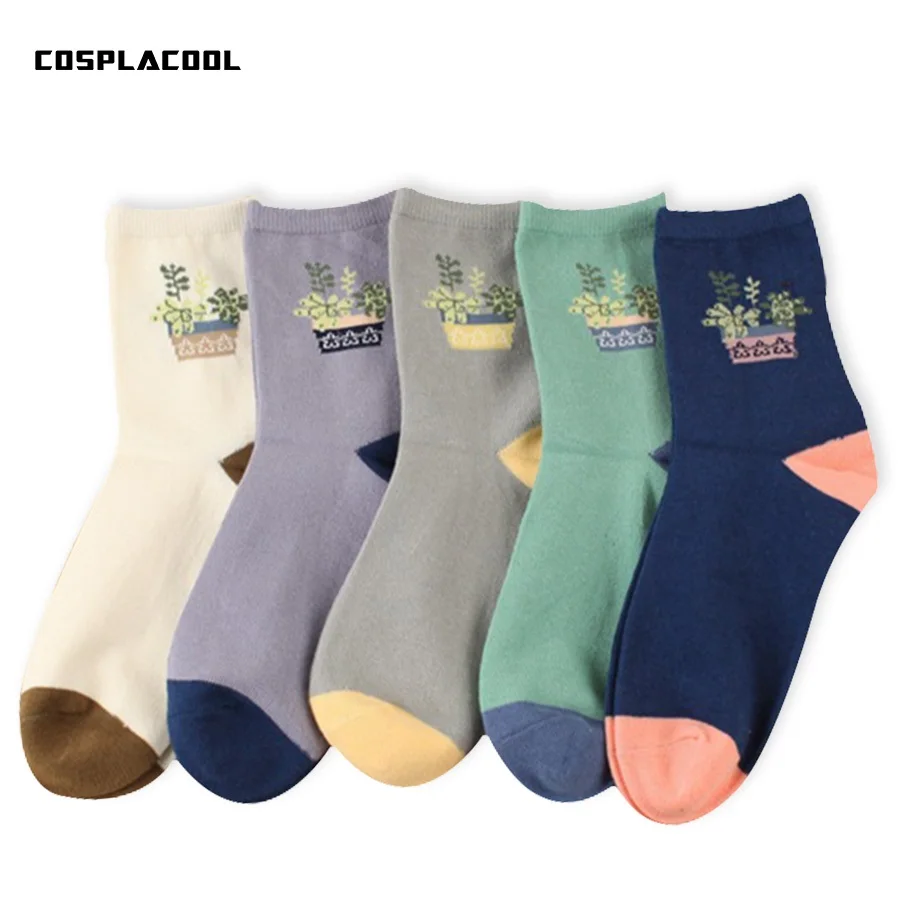 

[COSPLACOOL]Cute Plant Design socks women Jpan harajuku Art socks korean cotton socks casual fashionable style meias calcetines