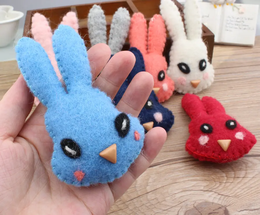 Wholesale 10pcs/lot Colorful Animals 3D Cartoon Rabbits Head Shape Handmade Wool Felts Bolls Diy Jewelry Garment/hair Accessory | Детская