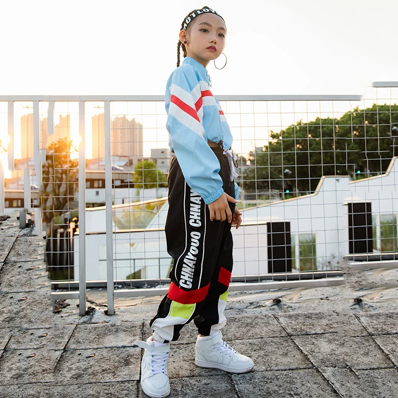 Танцевальные костюмы в стиле хип-хоп куртка с длинными рукавами черные штаны