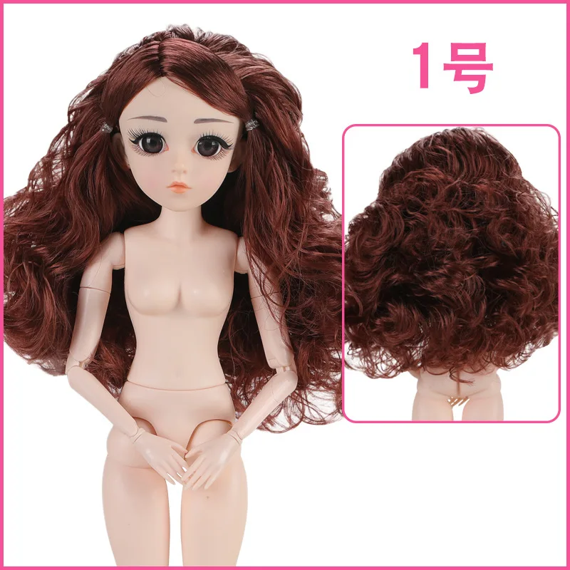 45cm 26 Movable Joints Bjd Dolls Toys 3D Eyes Eyelashes Naked Nude 1/4 Female Doll Body with Head Dolls Toy For Girls Gift - Цвет: As picture
