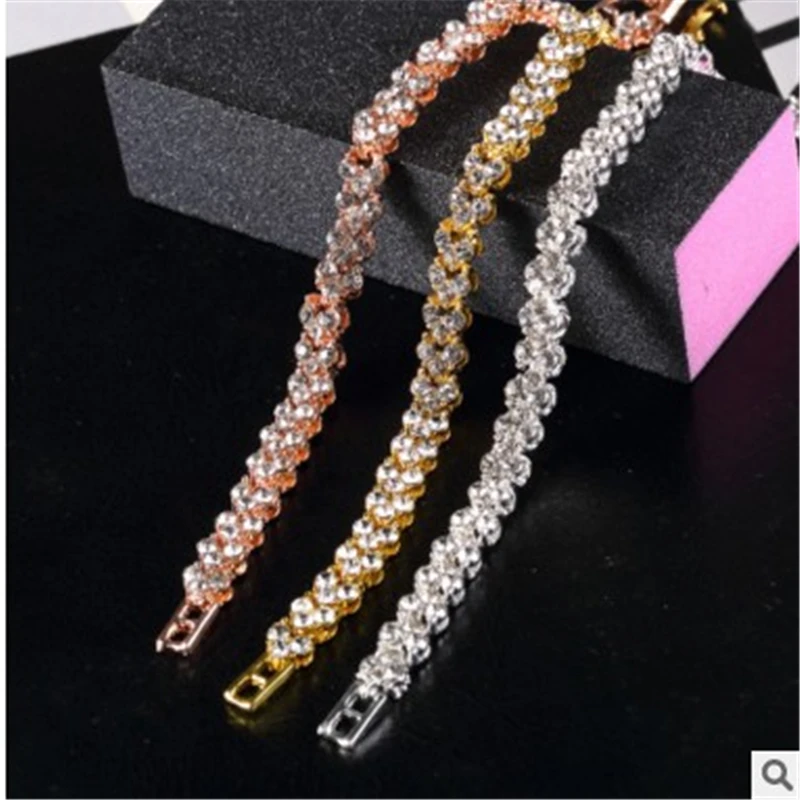 Браслет женский из 18-каратного золота с римскими кристаллами | Украшения и