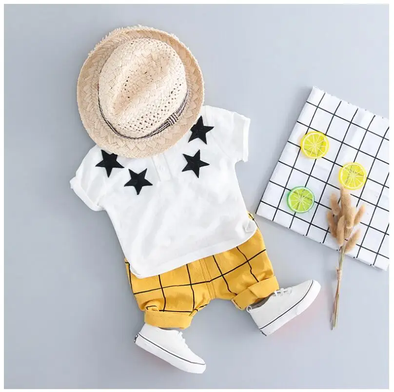 2019 летние комплекты одежды для маленьких мальчиков и девочек Детские хлопковая