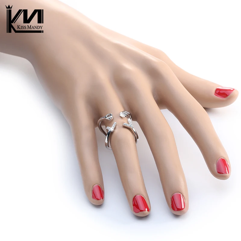 Поцелуй Мэнди Уникальный Дизайн Любовное Письмо Вечность Кольца CZ Микро