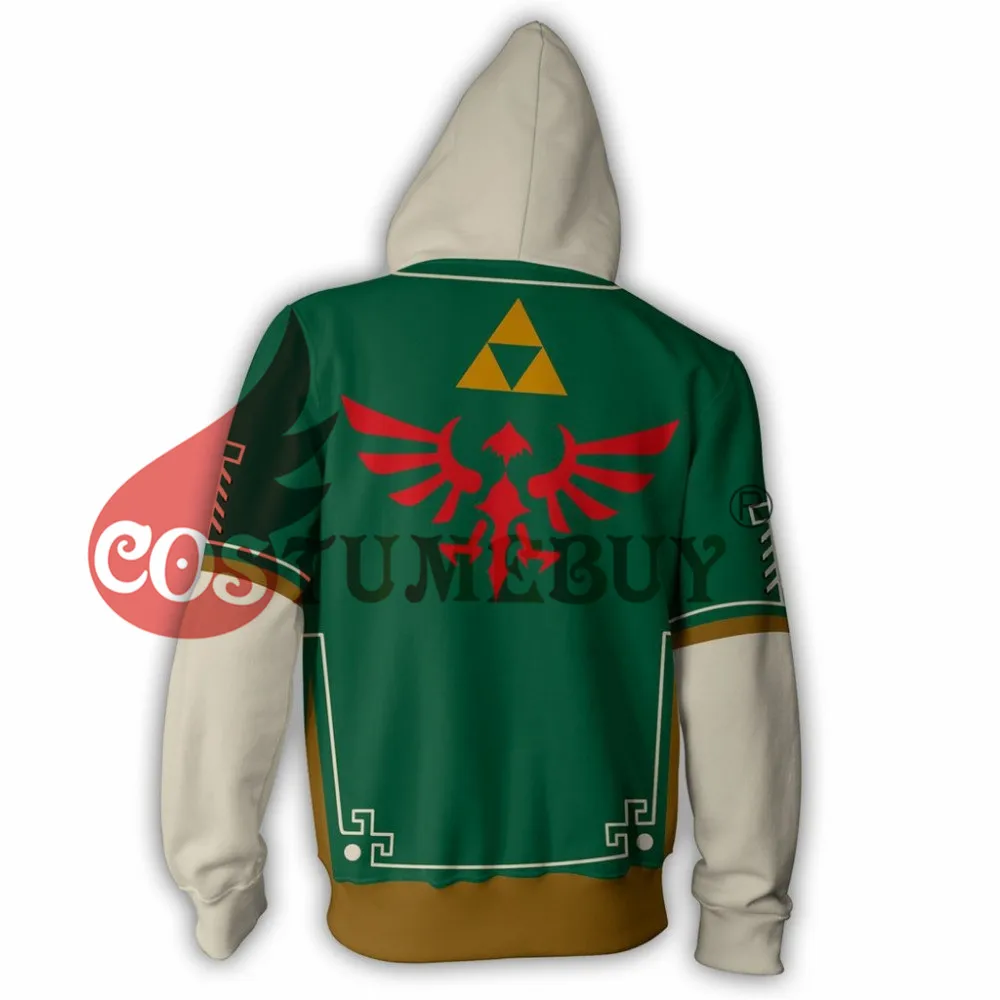 CostumeBuy легенда о Зельде Косплей Дыхание Дикого Зельда ссылка костюм зеленый худи повседневное пальто куртка на молнии свитер S-5XL