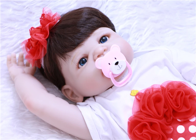 Милая силиконовая кукла reborn babies toys 22 &quot55 см голубые/коричневые глаза куклы
