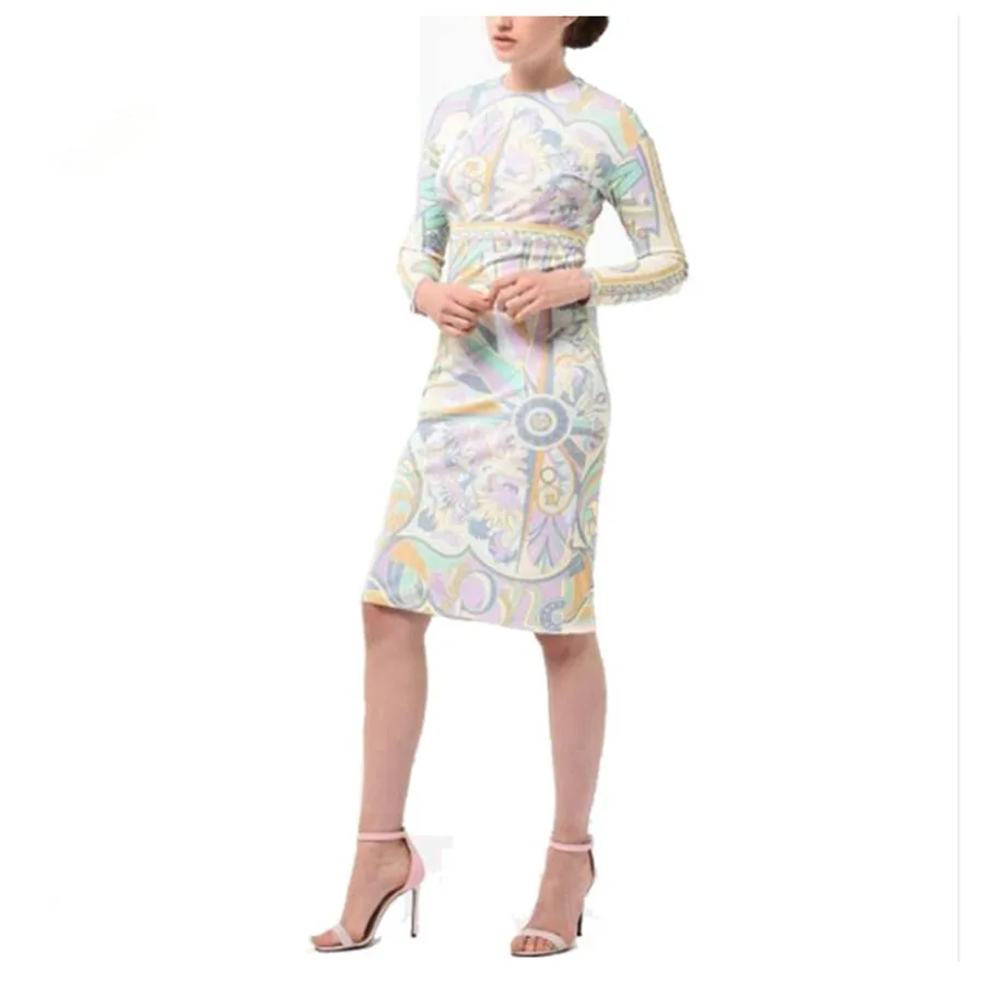 Новейшая мода 2018 epucci дизайнерское платье женское с длинным рукавом элегантное