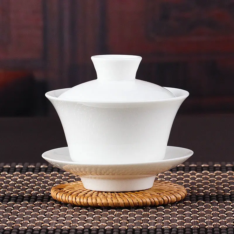 Китайский чайный набор Gaiwan белый керамический гайвань кунг-фу посуда для белого
