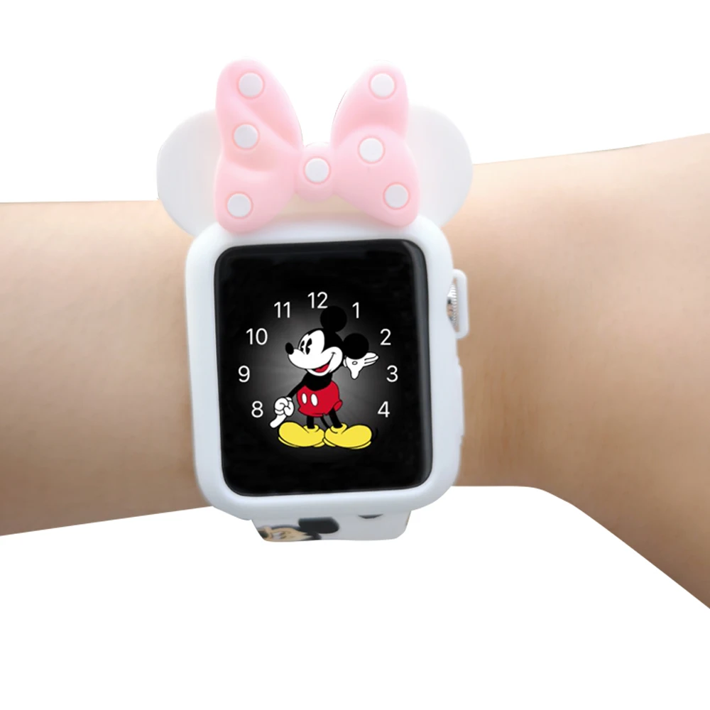 Силиконовый чехол с рисунком для Apple watch 38 мм 40 мм 42 мм 44 мм круглый резиновый защитный чехол для iwatch series 4 3 2 1