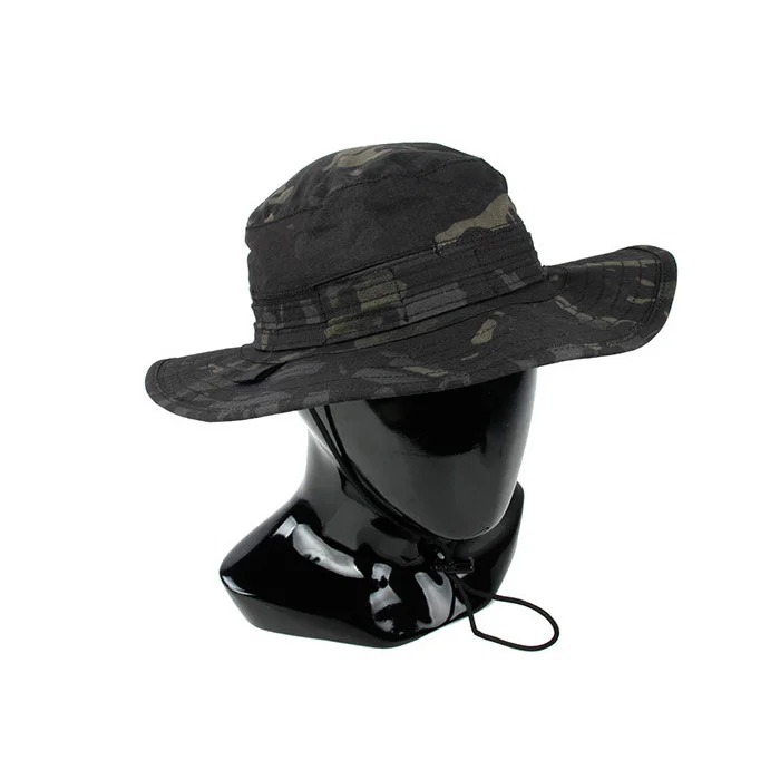 Панама Мужская тактическая черная с широкими полями и круглым покрытием|camo bucket