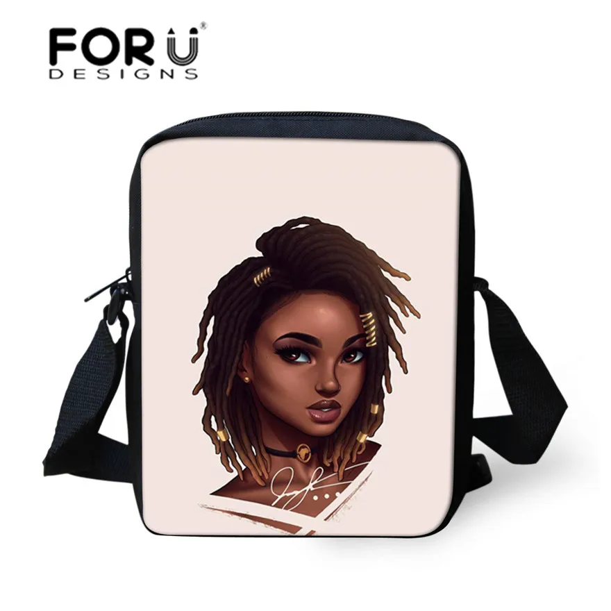 FORUDESIGNS/сумки через плечо для женщин, черная художественная африканская сумка с принтом для девочек, женские сумки через плечо, детские мини-сумки для книг - Цвет: YQ3500E