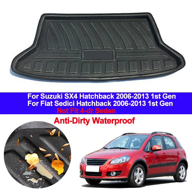 Car Rear Trunk Mat Cargo Tray Boot Liner Carpet Protector Floor Mats For Suzuki SX4 Fiat Sedici Hatchback 2006 - 2013 1st Gen