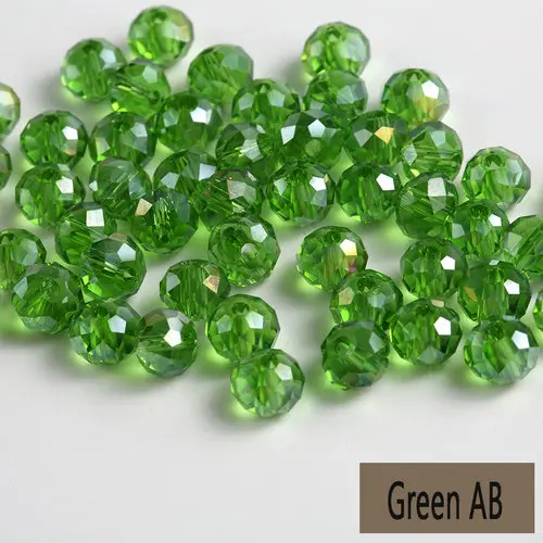 green ab Горячая Распродажа 4 мм-8 мм покрытием ab Цвет Кристалл Круглые свободные бусины стеклянный шарик, бусины для изготовление браслета ожерелья diy, ювелирные аксессуары - Цвет: green ab