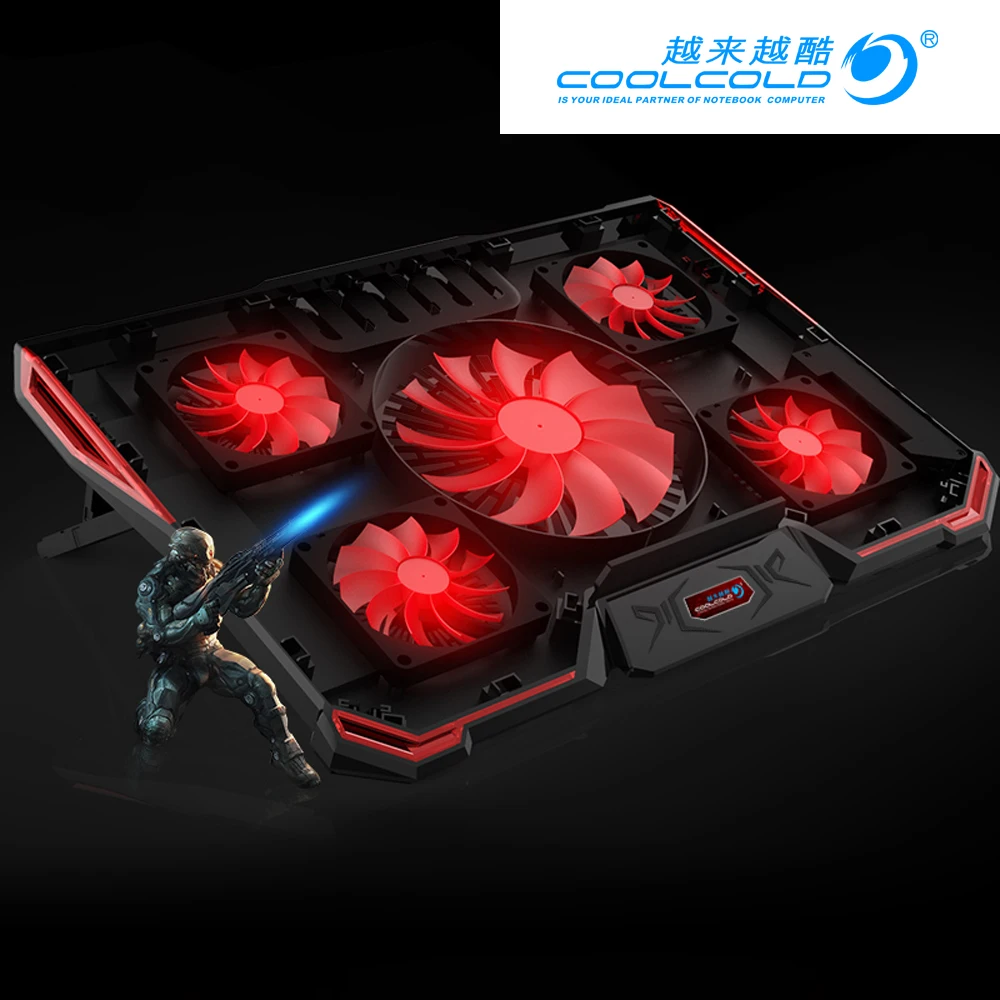Охлаждающая подставка CoolCold для ноутбука 5 вентиляторов 2 USB регулируемая +