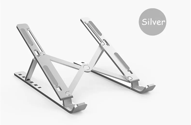 Silver Подставка для ноутбука вентилируемая 6 высота регулируемый ноутбук стояк алюминиевый ноутбук держатель для охлаждения портативный для MacBook Air Pro 11-15,6'' - Цвет: Silver
