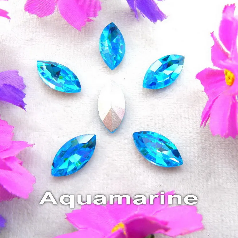 A5 Aquamarine Стеклянный кристалл 8 размеров цвета Наветт конский глаз Маркиза Форма клей стразы кристаллы рукоделие nailart чехол для телефона diy - Цвет: A5 Aquamarine
