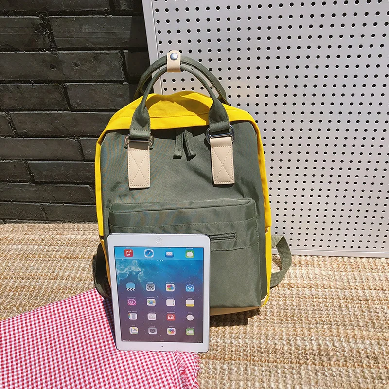 Women Hot Canvas Backpacks Candy Color Waterproof School Bags for Teenagers Girls Laptop Backpacks Patchwork Backpack New